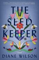 The Seed Keeper book cover with beaded image of flowers and bees